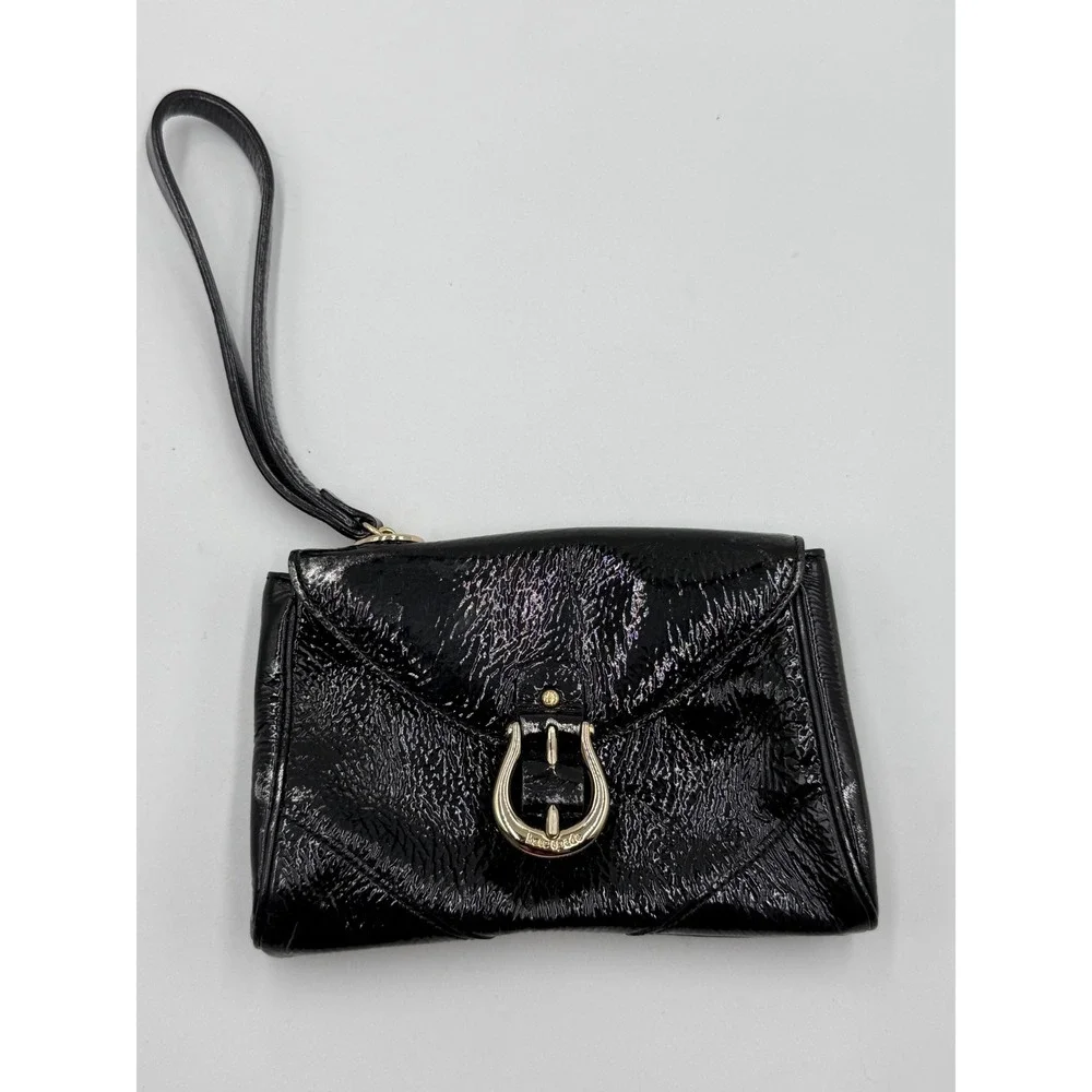 Kate Spade Black Patent Leather‎ Wristlet Clutch Y2K Indie Sleaze Bag